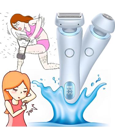 SHUWND 2 in 1 Electric Shaver Razors for Women Silkglide Pro-2024 Best Silk Glide Razor Modira Mermaid Shaver Silk Glide Epilator Waterproof Electric Razors for Women Pubic Hair Wet & Dry Blue