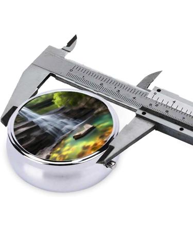 Waterfall Views Round Pill Box Organizer - 3 Compartment Portable Travel Pill Box for Easy Medication Management - Buy Online on GoSupps.com