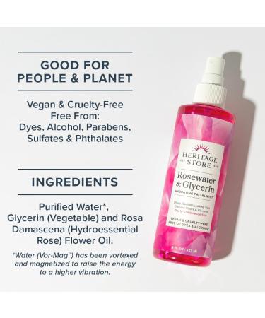 HERITAGE STORE Rosewater & Glycerin Bundle | Hydrating Facial Mist for Dewy Radiant Skin | No Dyes or Alcohol 8oz 4oz - Buy Online on GoSupps.com