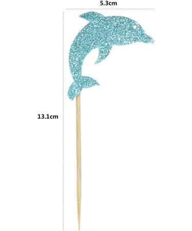 Unimall Global 24PC Glitter Blue Dolphin Cupcake Toppers - Sea Themed Birthday Decoration for Baby Party Celebrations - Buy Online on GoSupps.com