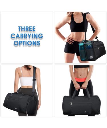 Sports Gym Bag with Wet Pocket & Shoe Compartment for Men and Women - Black (Front Pocket-New Version) | One Size - Buy Online on GoSupps.com