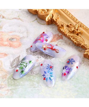 JMEOWIO 8 Sheets Christmas Nail Art Stickers Decals Colorful Golden Self-Adhesive DIY Nail Sticker Decals Design Nail Decorations for Party Women Girls - Colorful - Buy Online on GoSupps.com