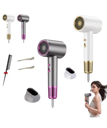 Numoya Hair Dryer Blow Dryer with Diffuser for Curly Hair 2000w Adjustable Speed Numoya Jetspeed Hair Dryer Numoya Jet Speed High-Speed Hair Dryer Travel Size Eliminates Frizz(White+Grey)
