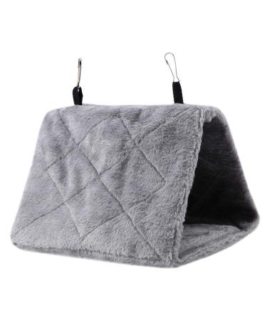 Winter Warm Plush Bird Hammock Triangle Bird Nest House Hanging Bed for Parrots Parakeets Cockatiels Budgies & Lovebirds (S-Grey) S Grey
