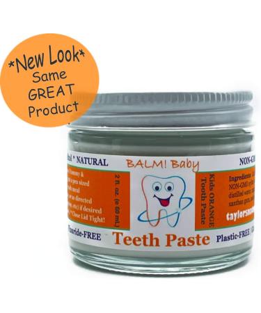Balm Baby Teeth Paste - All Natural Fluoride-Free Kids Toothpaste with Xylitol - Sweet Orange - Made in USA - Glass Jar - Zero Waste Packaging - Buy Online on GoSupps.com