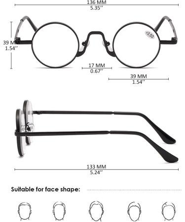 Buy Koosufa Round Reading Glasses with Blue Light Filter - Ultra-Light Retro Metal Design for Men & Women - Anti-Fatigue Visual Aid - Various Thickness Options Available - Buy Online on GoSupps.com