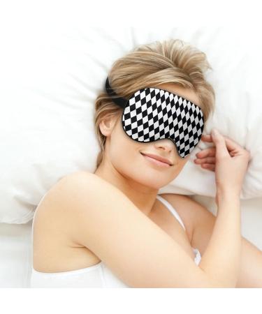 Black and White Tile Sleep Mask for Women | Adjustable Eye Shades for Comfortable Sleep | Elastic Strap Eye Cover - Buy Online on GoSupps.com