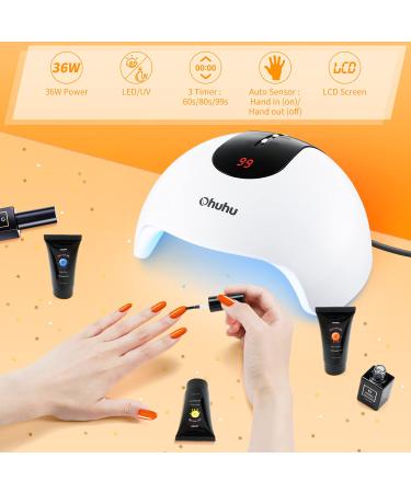 Poly Nail Gel Kit with 36W UV/LED Lamp - Ohuhu 12 Colors Professional Poly Gel Kit for Nail Extension - Rainbow Color DIY Nail Art - Great Gift for Girlfriend, Mother - Buy Online on GoSupps.com