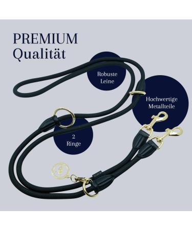 Buy Velvetier 2m Adjustable Dog Leash for Large & Medium Dogs | Durable Paracord & Nylon with Double Carabiners | Midnight Black Color - Buy Online on GoSupps.com