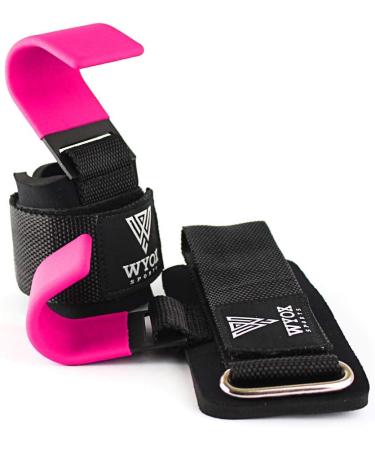 Professional Lifting Straps and Heavy Duty Hooks with Neoprene Padded Wrist Wraps - Ideal Gym Gloves for Weightlifting Support and Grip | Men Women Pair - Pink - Buy Online on GoSupps.com