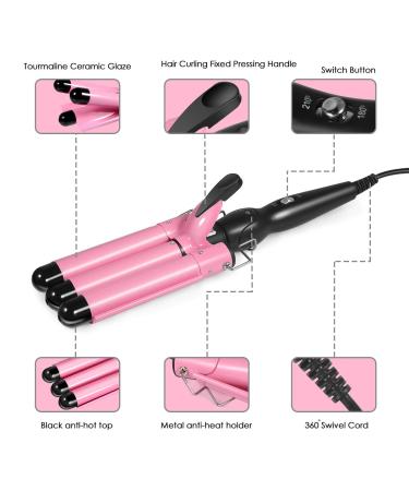 Shop 2021 Hair Curling Iron - 3 Barrel Ceramic Tourmaline Wand | Dual Voltage Crimper for Women & Girls - Perfect Hair Styling Tool - Buy Online on GoSupps.com
