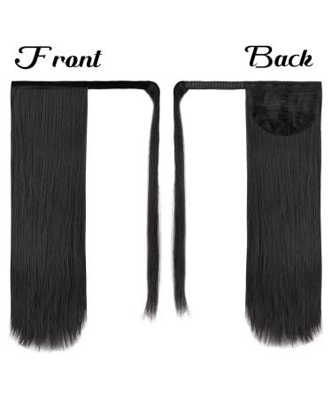 ISWEET Long Ponytail Extension for Black Women - 28 Natural Black Straight Clip-On Hair Extensions - Heat Resistant Synthetic Wrap Around Ponytail - Buy Online on GoSupps.com