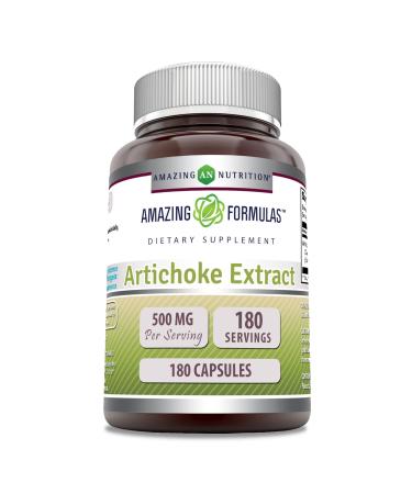 Amazing Formulas Artichoke Extract 500mg 180 Capsules Supplement | Cynara Scolymus Leaf Capsules | Non-GMO | Gluten Free | Made in USA