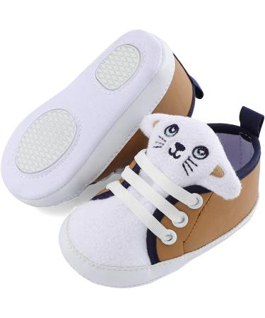 LACOFIA Baby Boys Anti-Slip Soft Sole Animal Sneakers - Khaki (3-6 Months) - Buy Online on GoSupps.com