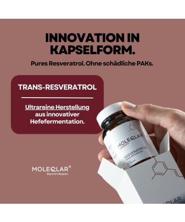 Premium Moleqlar Trans-Resveratrol Capsules 500mg - 60 Capsules 98% Pure Yeast Fermentation 100% PAK and GMO-Free - Boost Health & Wellbeing - Buy Online on GoSupps.com