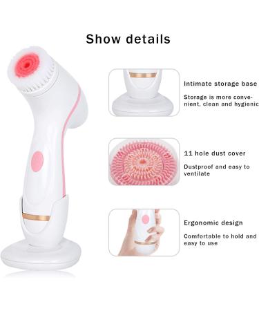 Waterproof Facial Cleaning Brush | Electric Exfoliating Brush with 2-Speed Rotation | USB Deep Cleansing Brush for Body - Pink - Buy Online on GoSupps.com