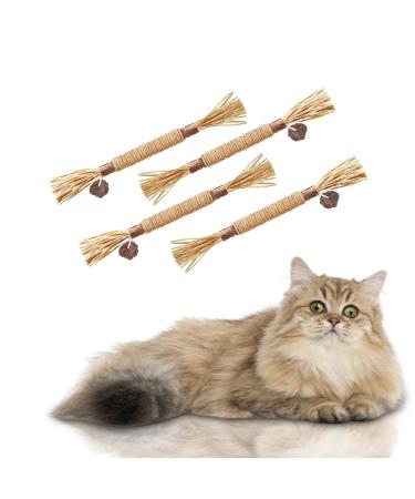 AGYM Cat Catnip Toy Silvervine Stick for Cats Chew, Cat Chew Toys for Cleaning Teeth, Relaxing, Improving Digestion, Pure Nature Cat Catnip Toys, Neither Addicting Nor Harmful 4 Pack