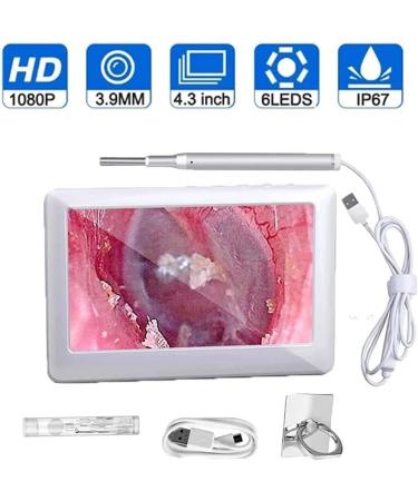 Yannies Ear Wax Removal Tool - 3.9mm HD Otoscope with 6 LED Lights | Ear Wax Removal Endoscope - 4.3 Inch Screen for Children & Adults - Buy Online on GoSupps.com