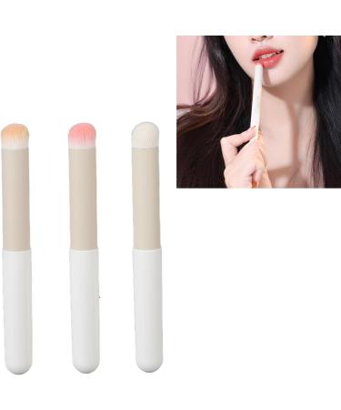 Professional Lipstick Brush Round Lip Brushes 3 Pieces Artificial Fiber Multipurpose Portable with Makeup Sponge Portable Cosmetic Tool - Buy Online on GoSupps.com
