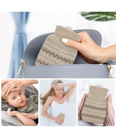 320ml Hot Water Bottle with Knitted Cover - Pain Relief for Waist, Back, Neck, Shoulders - Leak Proof, Removable Cover - Ideal Gift for Women, Kids - Grey - Buy Online on GoSupps.com