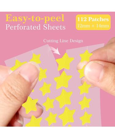 Mandabloom Acne Patches - Pink & Yellow Star Shaped Hydrocolloid Pimple Patch with Tea Tree Oil - 112 Patches for Face - 14mm & 12mm - Buy Online on GoSupps.com