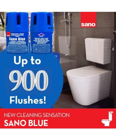 SANO Blue Water Toilet Bowl Cleaner Long Lasting Air Freshener WC Tablet - Cleans Perfumes Hygienic Leaves Water Sparkling Blue Up to 900 Flushes + Coconut Multipurpose Cleaning Sponge (Pack of 1) 1 count (Pack of 1) - Buy Online on GoSupps.com