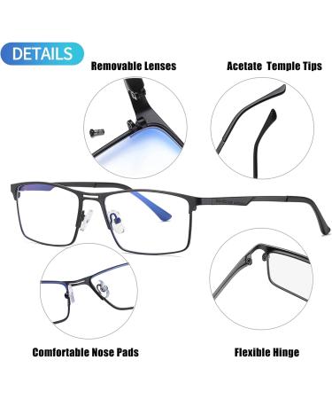 Joopin Blue Light Filter Glasses for Men & Women - Gaming & Computer Glasses - Stylish Metal Matt Black Design - Buy Online on GoSupps.com