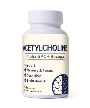 Liovsiso Acetylcholine Supplements Alpha GPC 600mg & Bacopa More Effective Than Choline Alone Supports Memory Focus & Brain Health 90 Capsules