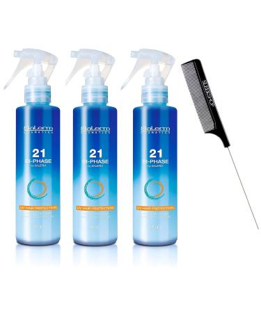 vask Cosmetics 21 BI-PHASE Spray Conditioner UV Hair Sun Chlorine Salt Water Protection (w/Steel Pin Rat Tail Comb) Leave-In Conditioning Protects Hair (PACK OF 3 (6.4 oz / 190 ml)) 47.50 ml (Pack of 4)