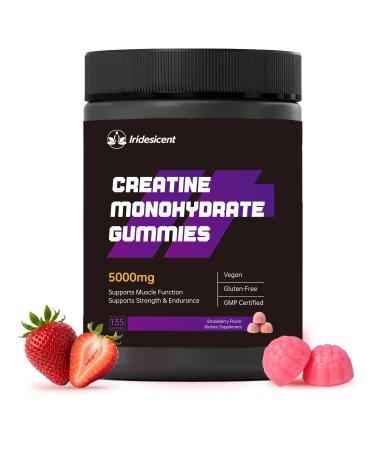 IRIDESICENT Creatine Monohydrate Gummies 5000mg Creatine for Women and Men Strawberry Gummies
