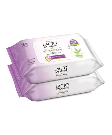 Lact'o Calamin'e Oil Control Face Wipes | 30 N each- Pack of 2 | Wet Wipes for Face With Neem Aloe Vera & Niacinamide | Makeup Remover Wipes | Hydrating Refreshing Soothing |