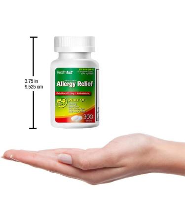 HealthA2Z Allergy Relief | 300 Tablets Cetirizine 10mg | All Day Indoor & Outdoor Allergy Relief - Buy Online on GoSupps.com