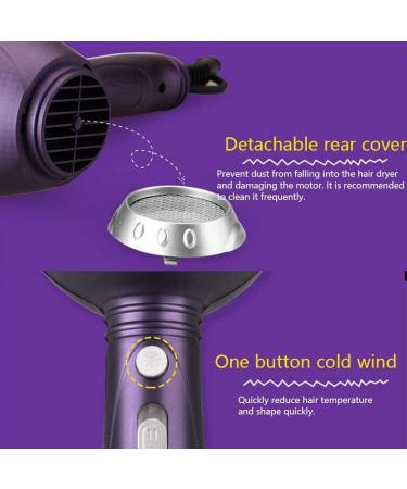 2300 Watt Powerful Hair Dryer with 2-Speed and 3 Temperature Settings Cool Shot Function Professional Salon Hairdryer Ionic AC Motor Blow Dryer with 2 Nozzle Fast Blow Dryer Purple Small Gift - Buy Online on GoSupps.com