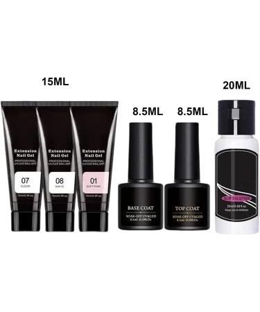 Builder nail gel kit poly extension gel kit - 3-color builder glue gel with nail lamp base and tip - Professional manicure supplies for the - Buy Online on GoSupps.com