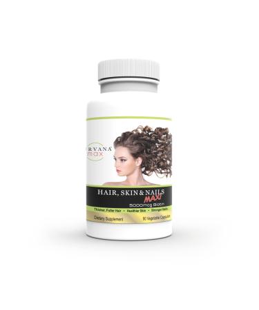 Wellgenix Purvana Max Hair Skin and Nails Vitamin Capsules Double Strength Biotin 5000 MCG Fo-Ti Root VIT A & B Folic Acid Grape Seed Extract (90 CT) (1 Pack) 90 Count (Pack of 1)
