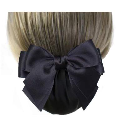 Women Hair Clip Ribbon Barrette With Net Chignon Professional Hair Bun Cover  Black Bun Cover Hair Tie  Barrettes Net Snood Hairnet Bow Bow-knot Decor Hair Clip Hairnet Black