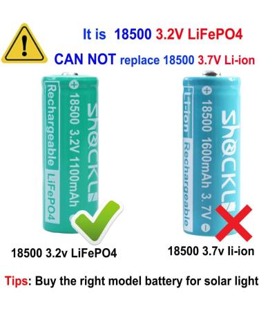 Buy Shockli 18500 3.2V Solar Batteries - 1100mAh LiFePO4 Rechargeable for Outdoor Solar Lights (3-Pack - Buy Online on GoSupps.com