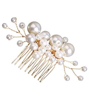 FRCOLOR Pearl Comb Hair Combs for Women Accessories Rhinestone Hair Accessories Pearls Headpiece Wedding Hair Jewelry Hair Bling Pearl Hair Clips Hair up European Style Bride Alloy