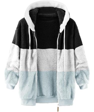 Hanxiulin Women's Long Hooded Fleece Jacket - Plush & Cuddly Winter Coat (5XL Light Blue) - Perfect for Cold Weather - Buy Online on GoSupps.com