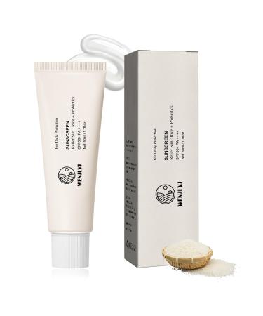 Rice Face Sunscreen SPF 50+ PA++++ Lotion Water Resistant Sun Screen Cream Lightweight Sunblock for Active Use & Sports