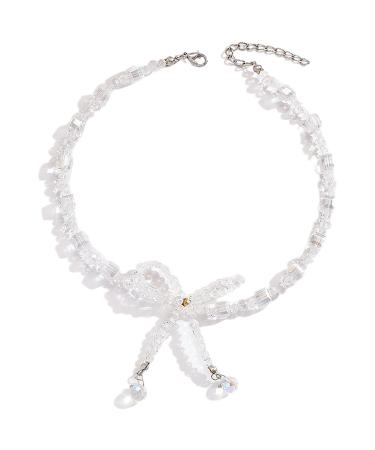 Oralgo's stylish necklace with crystal loop trailer unique pearls choker charm necklace elegant pearl necklace suitable for parties crystal
