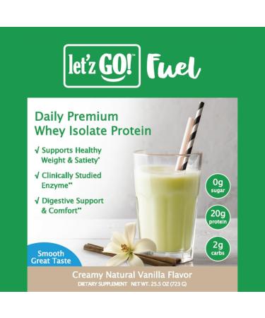 Let z Go Premium Whey Isolate Protein Powder with Digestive Enzymes Vanilla 2 lb (30 Servings) No Sugar Keto & GLP-1 Friendly Diabetic Friendly Supports Satiety Stevia Sweetened Gluten-Free - Buy Online on GoSupps.com