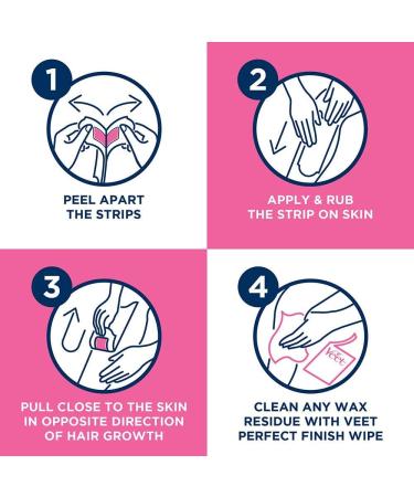 Veet Cold Wax Strips for Hair Removal - 40 Strips + 4 Finish Wipes - Normal Skin - Pack of 1 - Buy Online on GoSupps.com