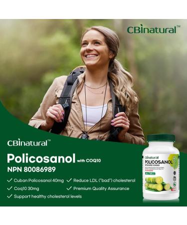 Policosanol 40mg & CoQ10 30mg - 120 Vegan Capsules | 4-Month Supply - Boost Heart Health & Energy - Buy Online on GoSupps.com