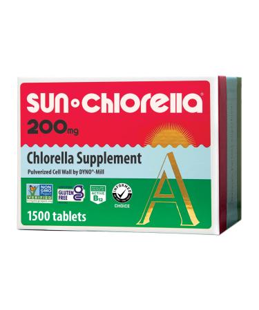 Sun Chlorella 200 mg Green Algae Superfood Supplement Supports Whole Body Wellness Immune Defense, Gut Health & Natural Energy Boost - Chlorophyll, B12, Iron, Protein - Non-GMO - 1500 Tablets