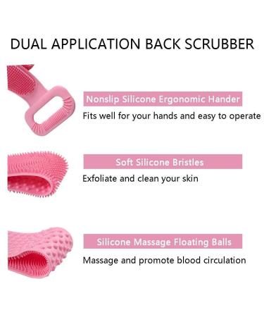 Silicone Dual Sided Back Scrubber for Shower - Pink Silicone Body Washer - Buy Online on GoSupps.com