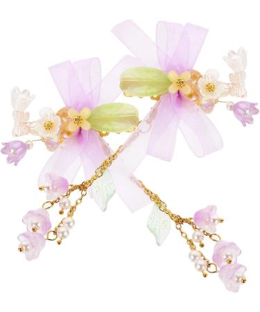 Beaupretty 2 Pairs tassel flower hair clip purple flower hair clip purple hair clips baby clips for hair purple ribbon baby hair bows clips purple hair accessories Costume flower hairpin Miss - Buy Online on GoSupps.com