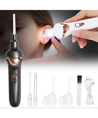 GYMO Adult Ear Wax Cleaning Kit Ear Suction Ear Scoop Soft Head Electric Ear Cleaning Artifact with Light Children's Luminous Ear Wax Cleaner Black