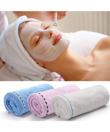 Microfiber Hair Towel Wrap Turban | Quick Dry Bath Shower Towel with Buttons - White Blue Pink - Buy Online on GoSupps.com