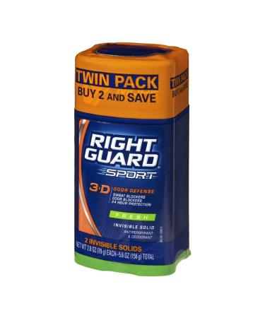 Right Guard Sport 3-D Odor Defense Deodorant Twin Pack - Fresh Invisible Solid - 2 CT - Buy Internationally - Buy Online on GoSupps.com